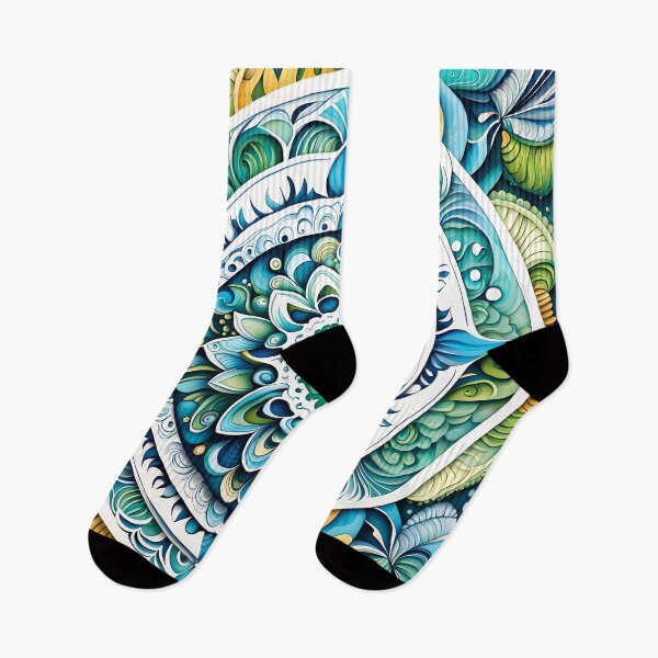 Item preview, Aquatic serenity mandala in green and blue tones designed and sold by MandalasShops.