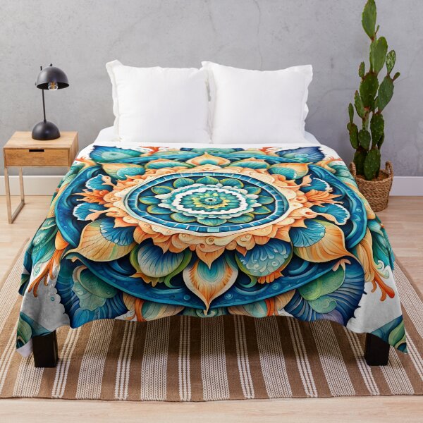 Item preview, Floral energy mandala in earth and sea tones designed and sold by MandalasShops.