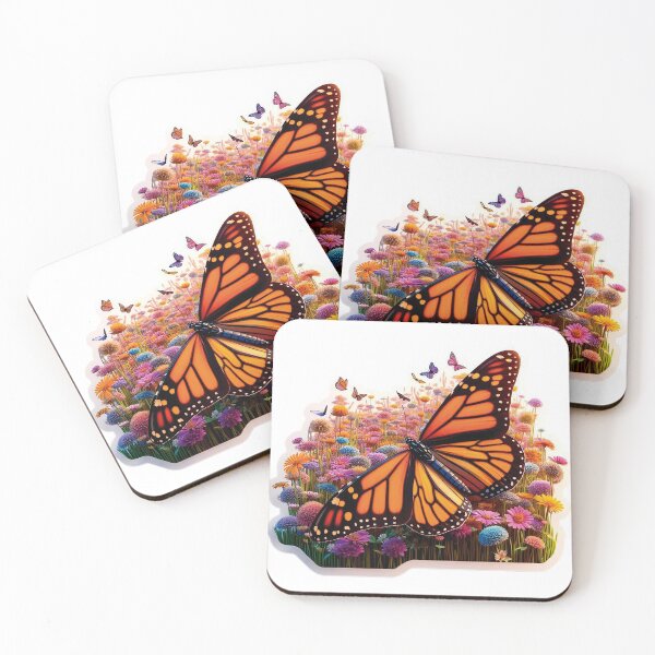 Item preview, Experience the peaceful beauty of a monarch butterfly gracefully flying over a colorful flower field. designed and sold by KreaDesignOne.