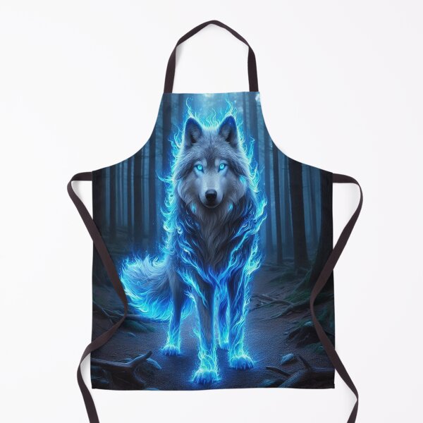 Item preview, Glowing Blue Fire Wolf Spirit in Dark Forest designed and sold by Visionary Vibez.