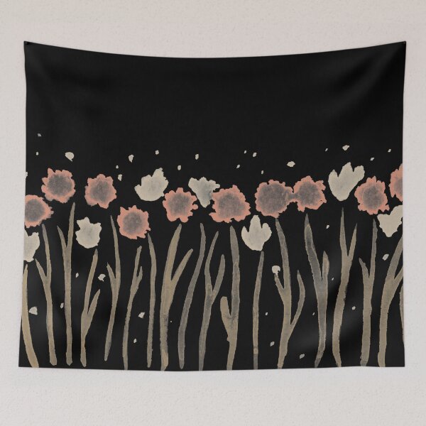 Item preview, Alliums and Daffodils Watercolor Painting - Coal, Fawn, Coral, Dove designed and sold by Irene Estelle.