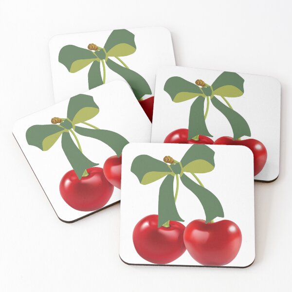 Item preview, Red Cherry With Green Bow Ribbon Bow designed and sold by Gift Glow.