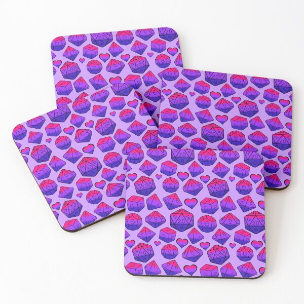 Item preview, Bisexual Pride LGBTQIA polyhedral dice set on purple designed and sold by Cthulhu loves crafts.