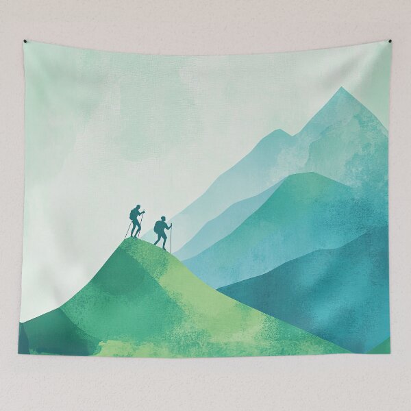 Item preview, Two Hikers on a Mountain designed and sold by MaryFiore.