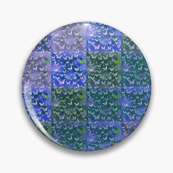 Item preview, NOT REAL Patchwork, JUST Patchwork LOOK Design PRINT Girly Butterflies in Blue and Grungy Blue  designed and sold by Beachy.