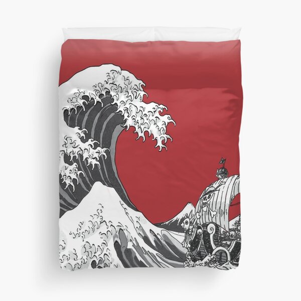 RED The Great Wave  Duvet Cover