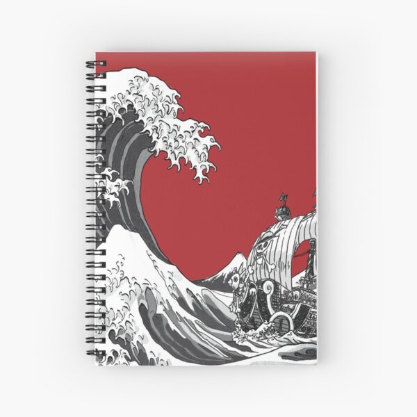 RED The Great Wave Spiral Notebook