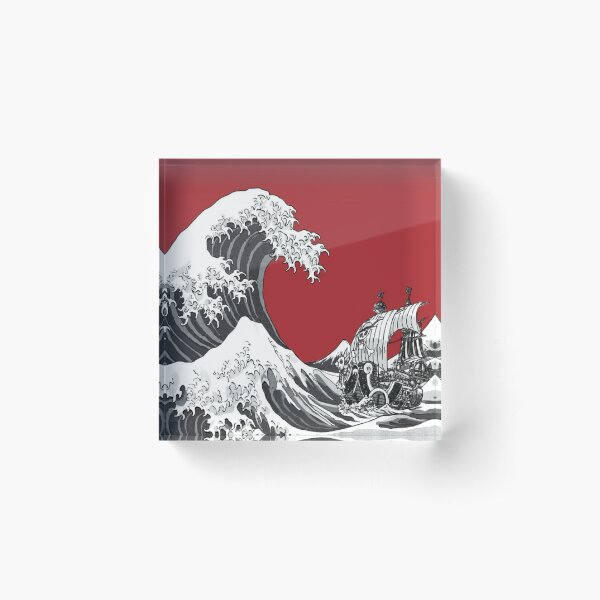 RED The Great Wave  Acrylic Block