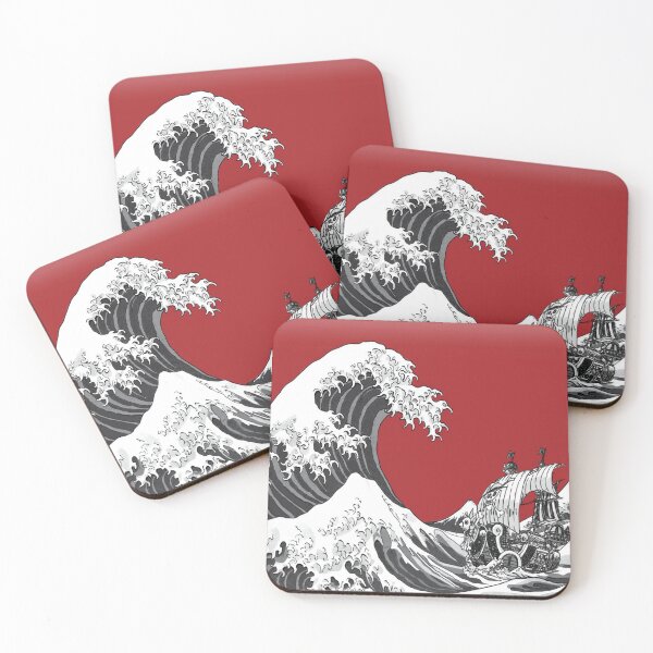RED The Great Wave Coasters (Set of 4)