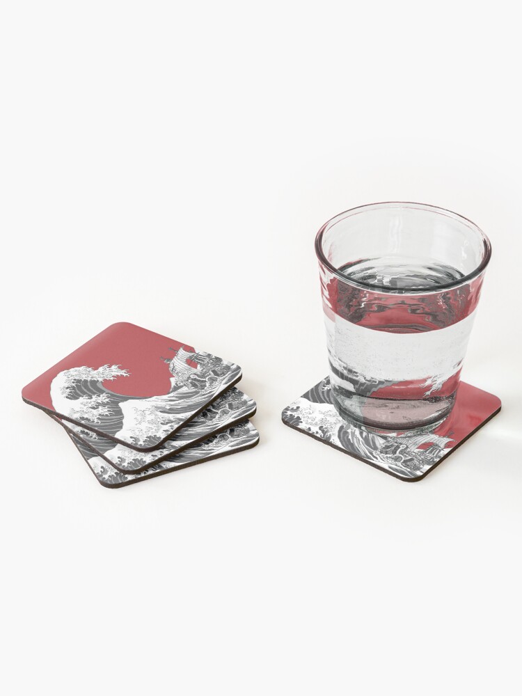 Alternate view of RED The Great Wave Coasters (Set of 4)