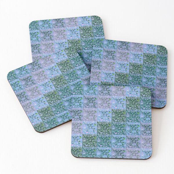 Item preview, NOT REAL Patchwork, JUST Patchwork LOOK Design PRINT Girly Butterflies in Blues and Pale Blues  designed and sold by Beachy.