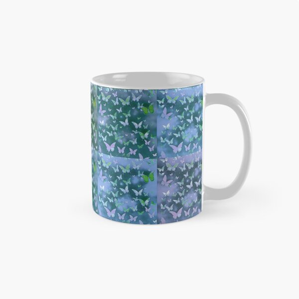 Item preview, NOT REAL Patchwork, JUST Patchwork LOOK Design PRINT Girly Butterflies in Blues and Pale Blues  designed and sold by Beachy.