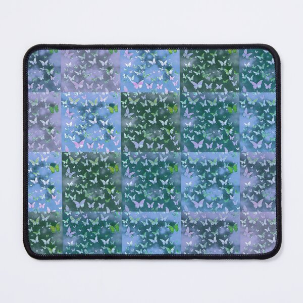 Item preview, NOT REAL Patchwork, JUST Patchwork LOOK Design PRINT Girly Butterflies in Blues and Pale Blues  designed and sold by Beachy.