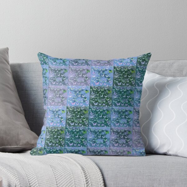 Item preview, NOT REAL Patchwork, JUST Patchwork LOOK Design PRINT Girly Butterflies in Blues and Pale Blues  designed and sold by Beachy.