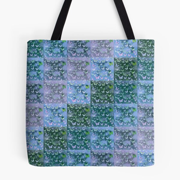 Item preview, NOT REAL Patchwork, JUST Patchwork LOOK Design PRINT Girly Butterflies in Blues and Pale Blues  designed and sold by Beachy.
