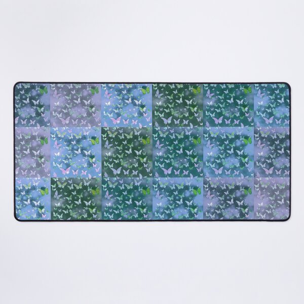 Item preview, NOT REAL Patchwork, JUST Patchwork LOOK Design PRINT Girly Butterflies in Blues and Pale Blues  designed and sold by Beachy.