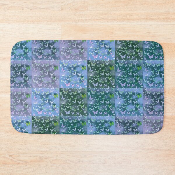 Item preview, NOT REAL Patchwork, JUST Patchwork LOOK Design PRINT Girly Butterflies in Blues and Pale Blues  designed and sold by Beachy.