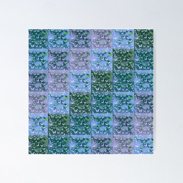 Item preview, NOT REAL Patchwork, JUST Patchwork LOOK Design PRINT Girly Butterflies in Blues and Pale Blues  designed and sold by Beachy.