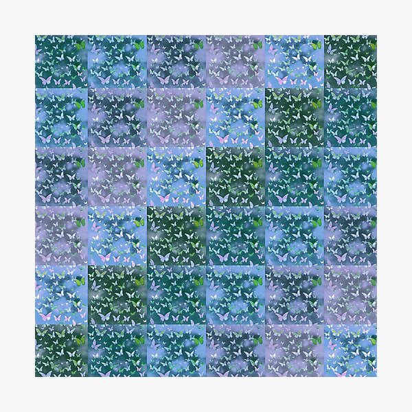 Item preview, NOT REAL Patchwork, JUST Patchwork LOOK Design PRINT Girly Butterflies in Blues and Pale Blues  designed and sold by Beachy.