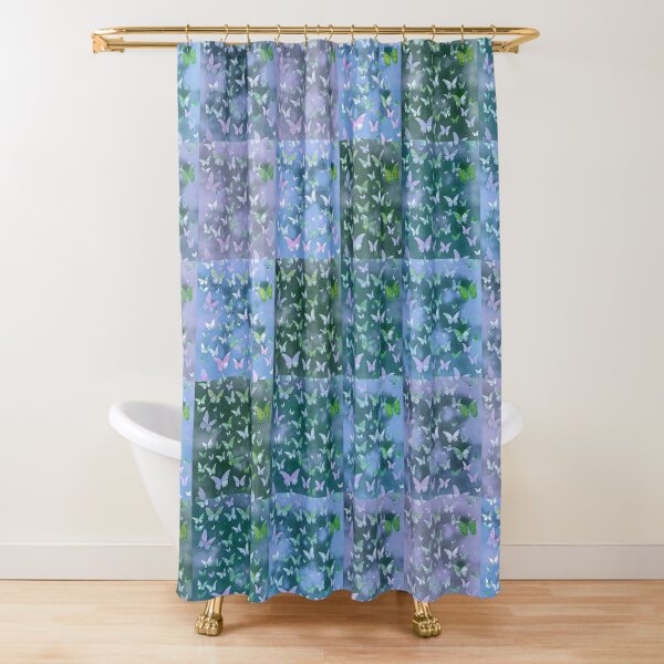 Item preview, NOT REAL Patchwork, JUST Patchwork LOOK Design PRINT Girly Butterflies in Blues and Pale Blues  designed and sold by Beachy.