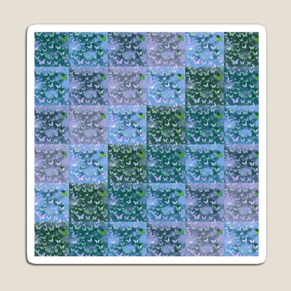 Item preview, NOT REAL Patchwork, JUST Patchwork LOOK Design PRINT Girly Butterflies in Blues and Pale Blues  designed and sold by Beachy.