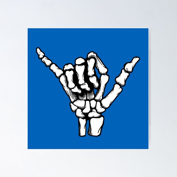 Item preview, White Y Skeleton hand sign hang loose symbol designed and sold by CoolJayDesigns.