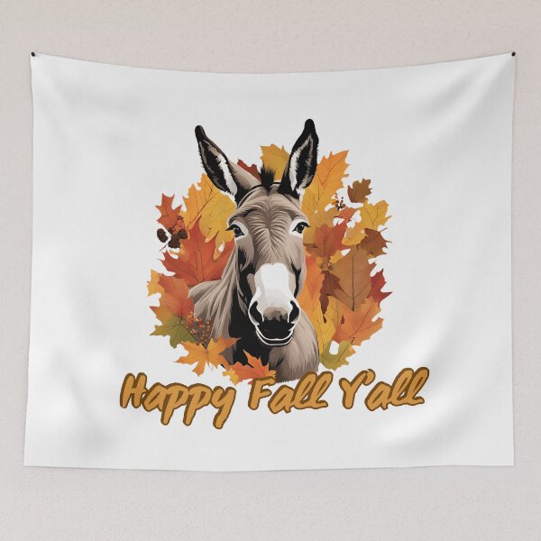 Item preview, Happy Fall Yall Donkey Autumn Leaves designed and sold by GlowUpLook.