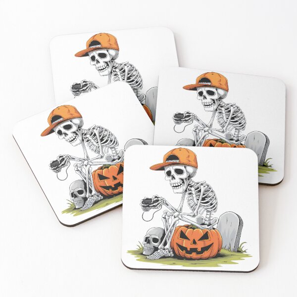 Item preview, Halloween Gamer Skeleton with Pumpkin for Gamers designed and sold by Oualid Art.