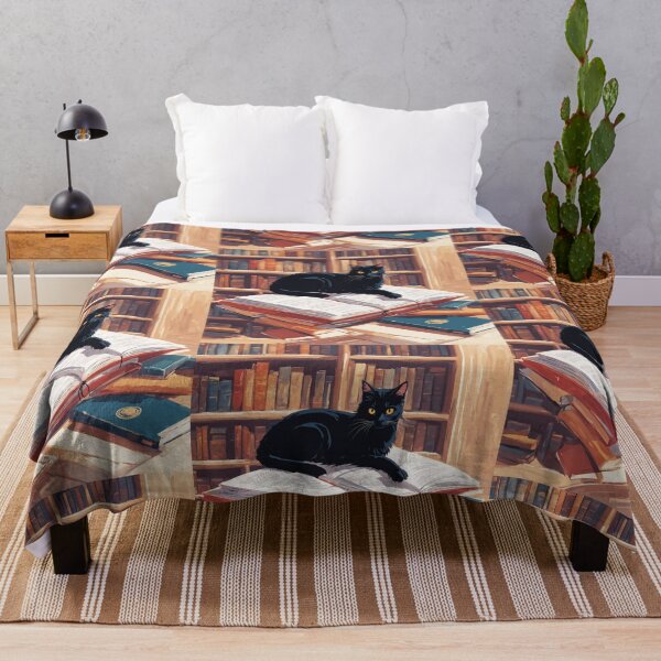 Item preview, Black Cat in Library Laying on Open Book - Perfect Art for Cat Lovers  bookstack,  bookstore designed and sold by Catophile.
