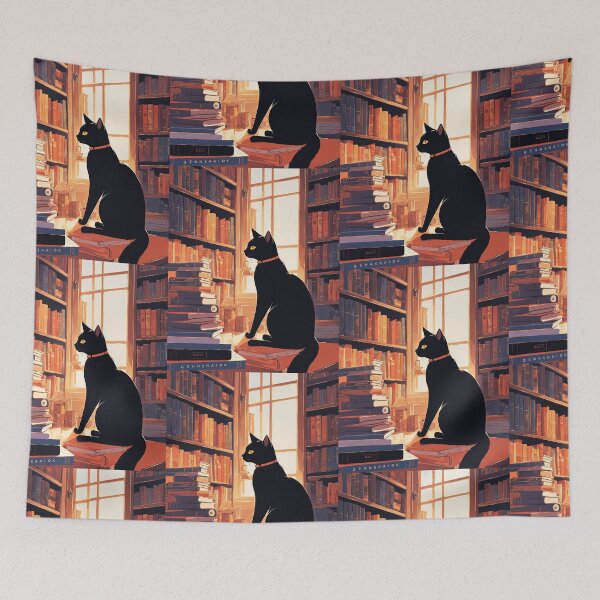 Item preview, Cute Cat in Library - Adorable Art for Book and Cat Lovers designed and sold by Catophile.