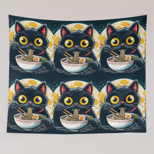 Item preview, Noodle Cat Under the Moon designed and sold by Pixel-Lift.
