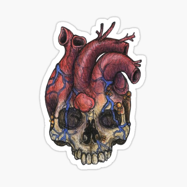 heart skull multi pattern Sticker