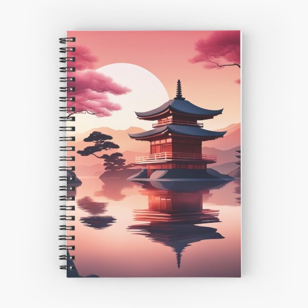 Item preview, Gradient Japanese Temple with Lake Illustration designed and sold by hjian8219.