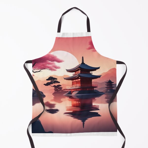 Item preview, Gradient Japanese Temple with Lake Illustration designed and sold by hjian8219.