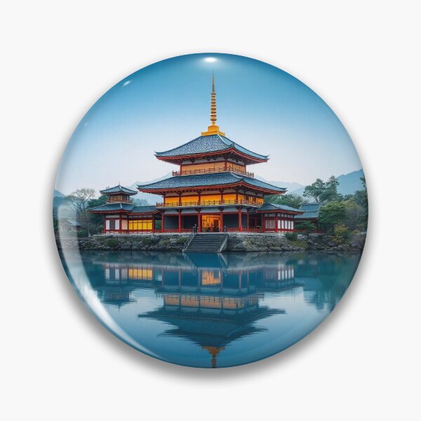 Item preview, Gradient Japanese Temple with Lake Illustration designed and sold by hjian8219.