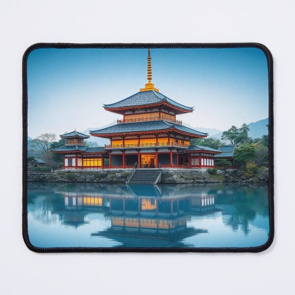 Item preview, Gradient Japanese Temple with Lake Illustration designed and sold by hjian8219.