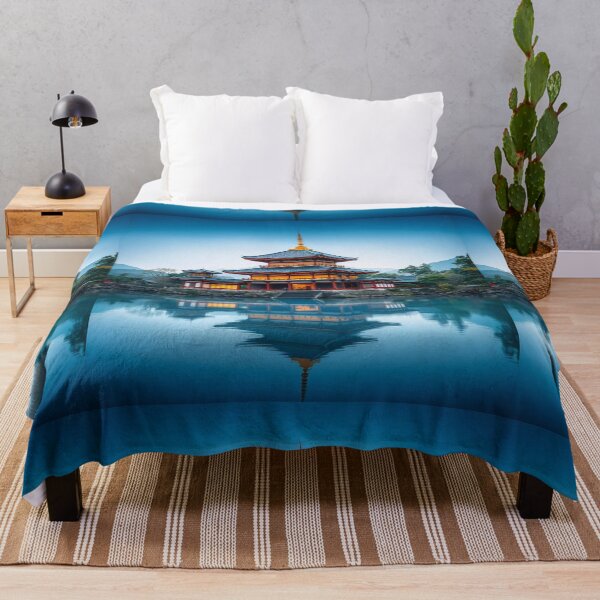 Item preview, Gradient Japanese Temple with Lake Illustration designed and sold by hjian8219.