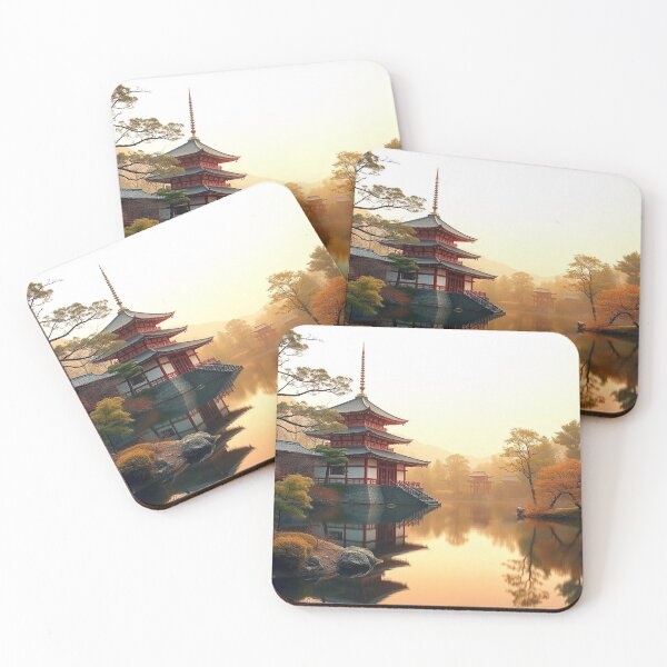 Item preview, Gradient Japanese Temple with Lake Illustration designed and sold by hjian8219.