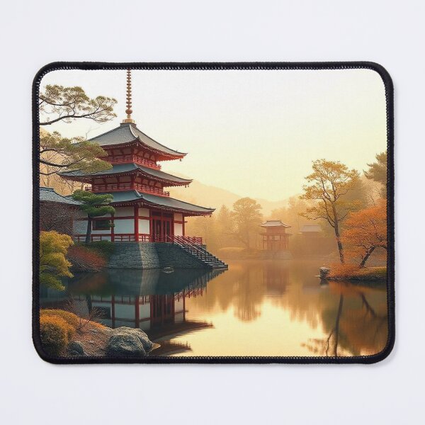 Item preview, Gradient Japanese Temple with Lake Illustration designed and sold by hjian8219.