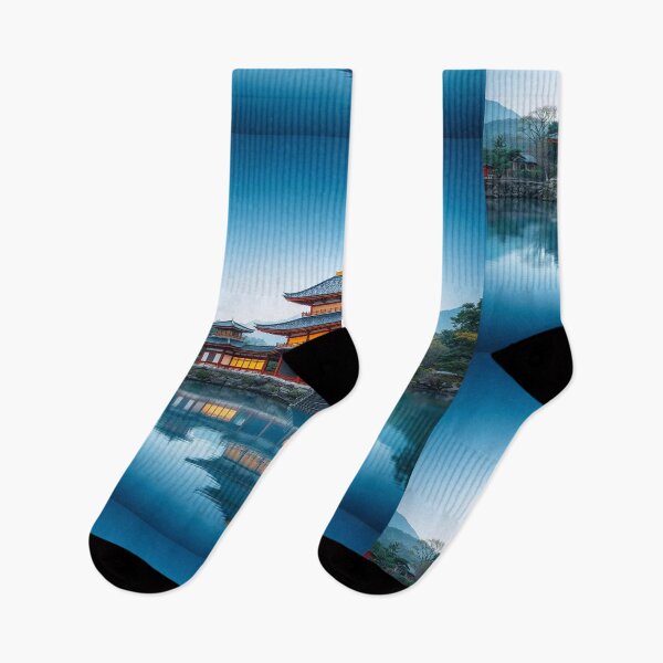 Item preview, Gradient Japanese Temple with Lake Illustration designed and sold by hjian8219.