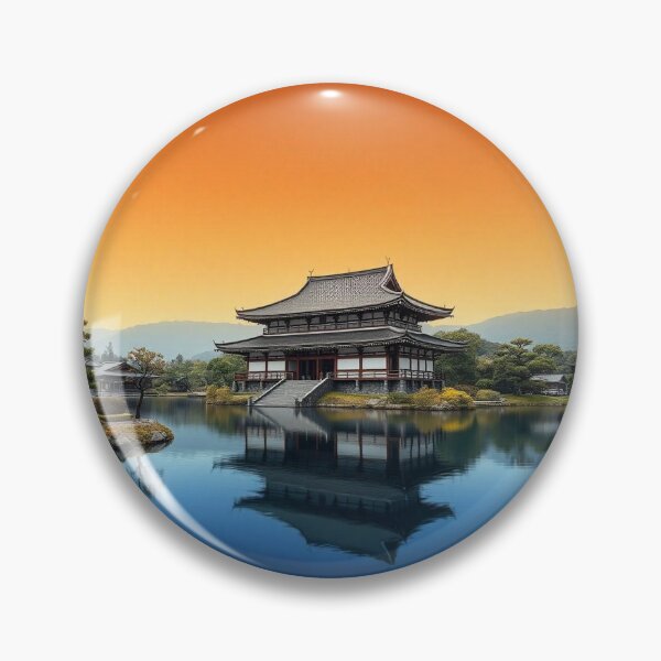 Item preview, Gradient Japanese Temple with Lake Illustration designed and sold by hjian8219.