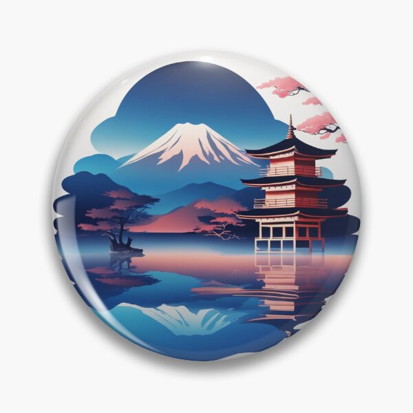 Item preview, Gradient Japanese Temple with Lake Illustration designed and sold by hjian8219.