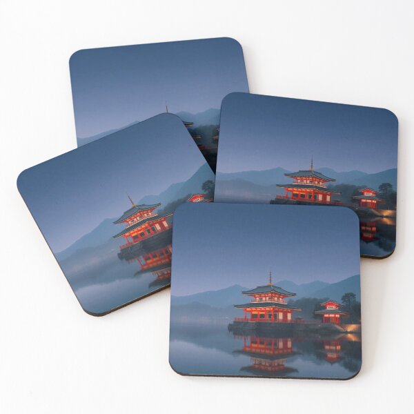 Item preview, Gradient Japanese Temple with Lake Illustration designed and sold by hjian8219.