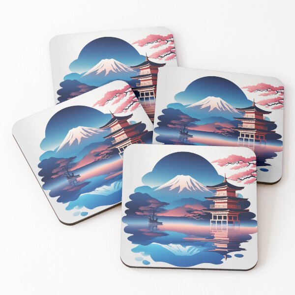 Item preview, Gradient Japanese Temple with Lake Illustration designed and sold by hjian8219.