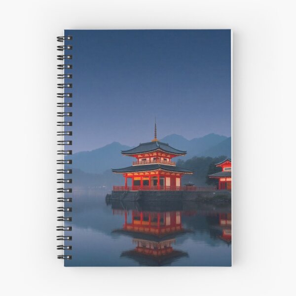Item preview, Gradient Japanese Temple with Lake Illustration designed and sold by hjian8219.