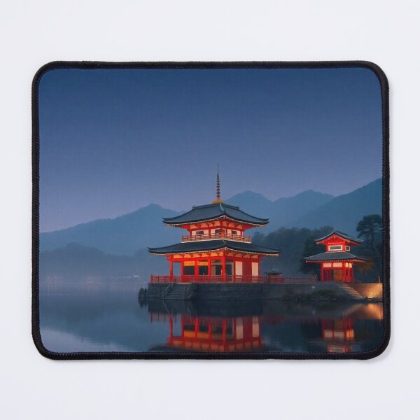 Item preview, Gradient Japanese Temple with Lake Illustration designed and sold by hjian8219.