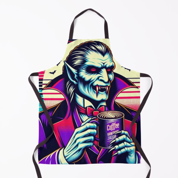 Artikelvorschau, Synth Wave Vampir trinkt Kaffee entworfen und verkauft von Travelcases.