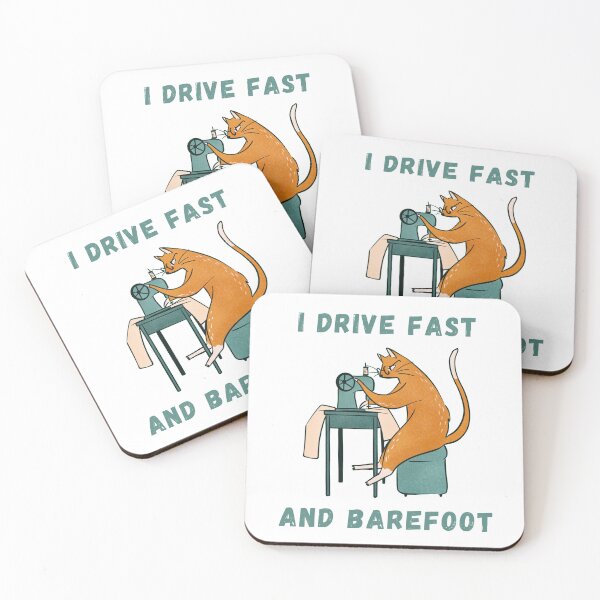 Item preview, I Drive Fast and Barefoot Sewing - A Cat Sewing designed and sold by Wiss2Arts.