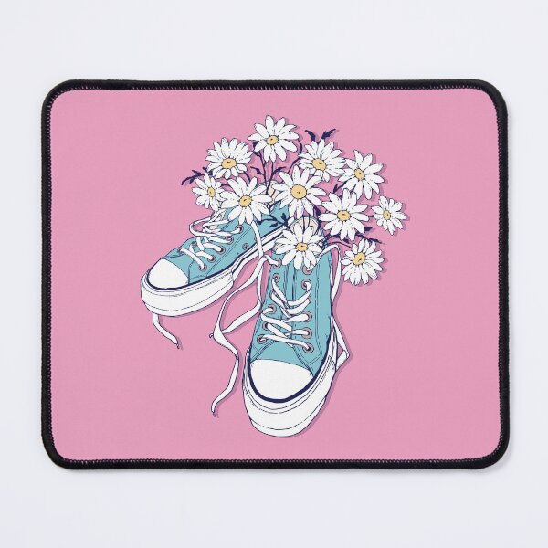 Item preview,  Cute  blue sneakers and white daisies (pink background) designed and sold by AnGoArt.