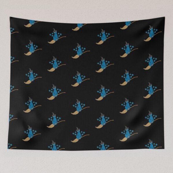 Item preview, Witches Blue cat riding a broom designed and sold by BritishDelights.